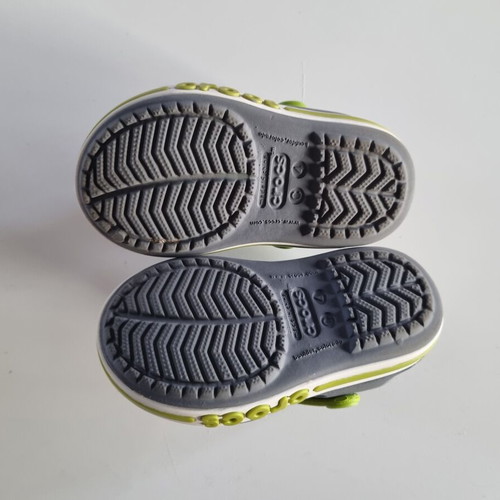 Crocs kids sandals like new, grey with lime straps, size C4