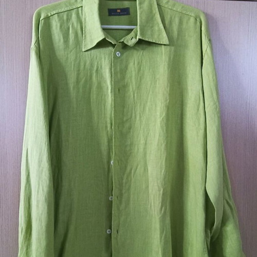 Linen shirt Navy & Green like new, green color