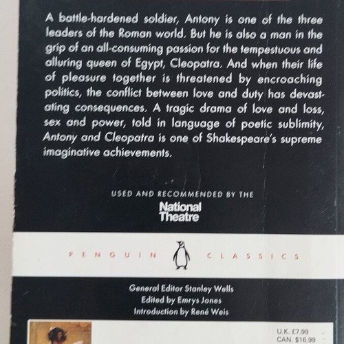Antony And Cleopatra William Shakespeare literary book used, English