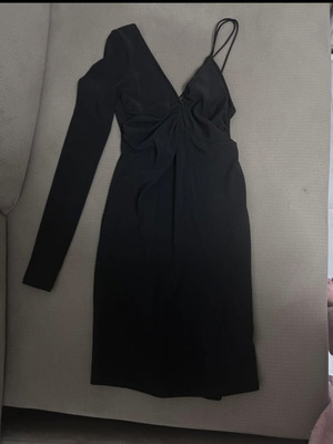 Pull & Bear black mini dress with one long sleeve like new