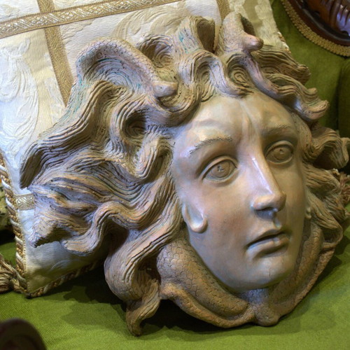 Medusa Gorgon Wall Sculpture handcrafted, large, like new ceramic art