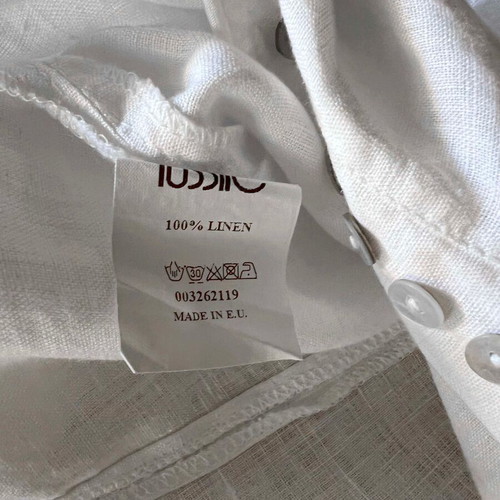 Lussile linen dress white like new, with buttons and asymmetrical hem
