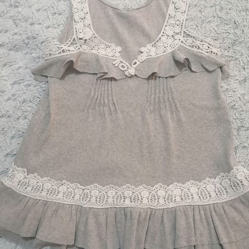 Gray top with lace size M used