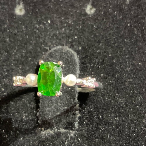 Diopside ring one size with authentic natural stone