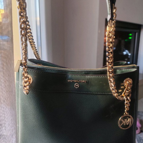 Mickael Kors leather shoulder bag dark green like new