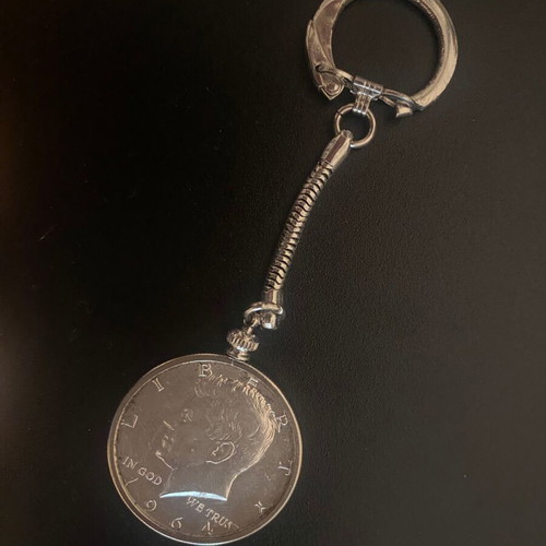 Half Dollar USA 1964 Kennedy silver keychain 0.900, 12.5 grams