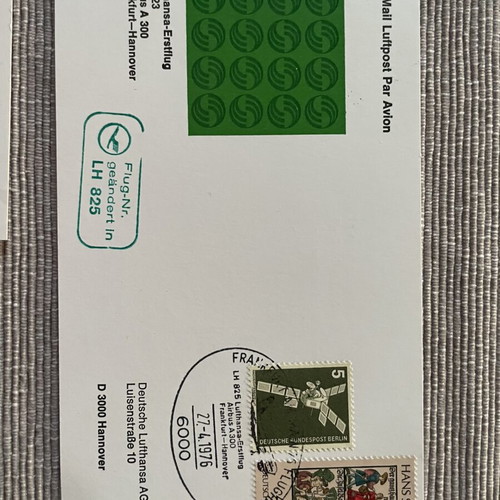 Lufthansa Collectible First Flight Envelopes Airbus A300 set, like new
