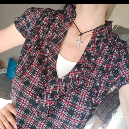 Vintage Tally Weijl plaid dress black and red, like new, size M 38