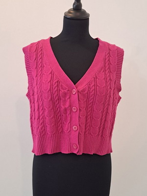 Жилетка Stradivarius тип cardigan розово/лилаво размер S като нова