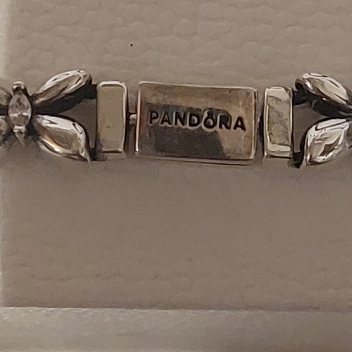 Pandora bracelet new, size 18, butterfly design with marquise stones