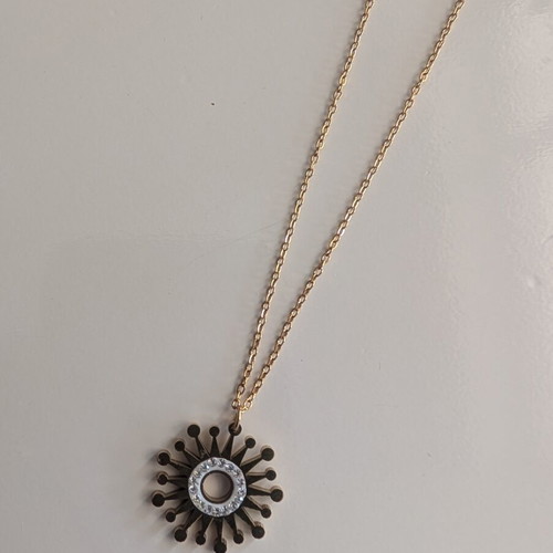 Sun necklace handmade with stainless steel chain and rhinestones, new