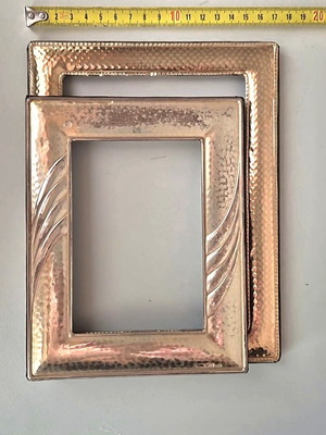 Two silver hammered photo frames used 17x22 and 15x18 cm