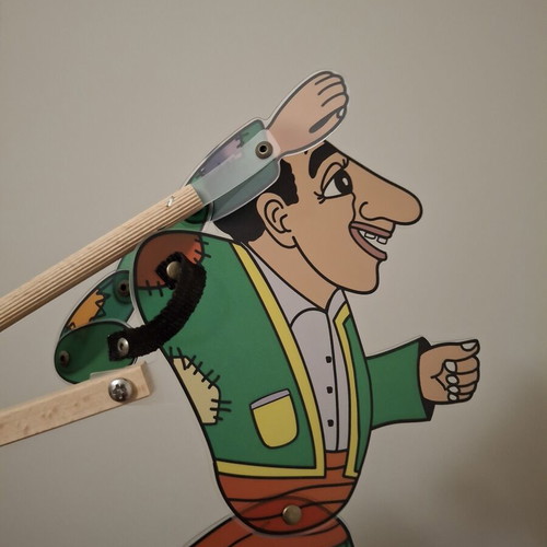 Karagiozis shadow theatre figure with wooden springs