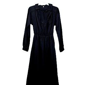 vintage μαύρο χειμωνιάτικο φόρεμα 1970s