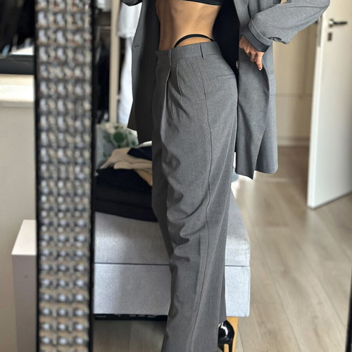 Gray suit set with blazer M and pants XS