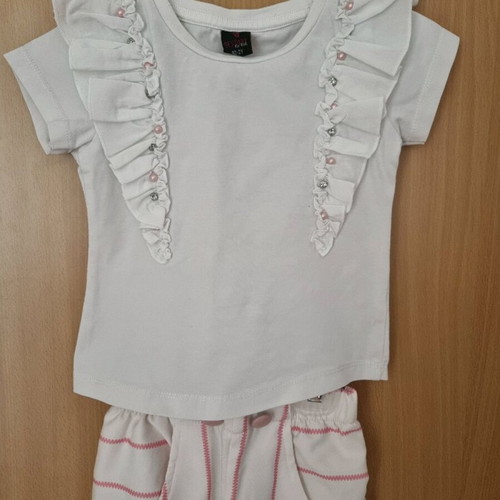 Girls' clothing set for 2 years like new, white and pink