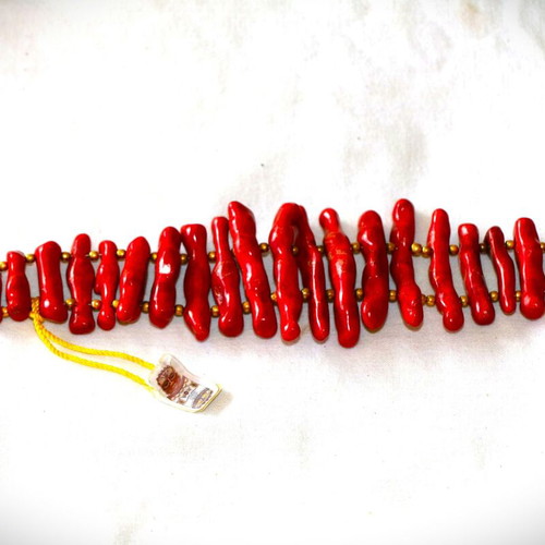 Coral bracelet new with 22K gold-plated clasp by Indico jewels