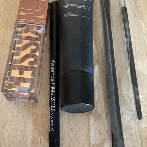 Cosmetics set new, 5 pieces including Maybelline blush and Essence eyeliner