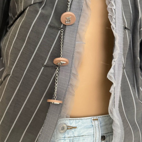 Emporio Armani gray striped blazer XL fitted 3/4 sleeve like new