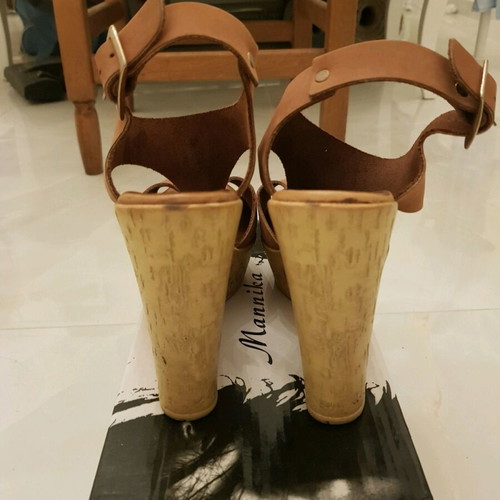 Summer platform sandals brown size 38, used in good condition