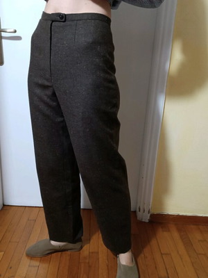 Tweed wool wide leg pants S brown with yellow flecks like new
