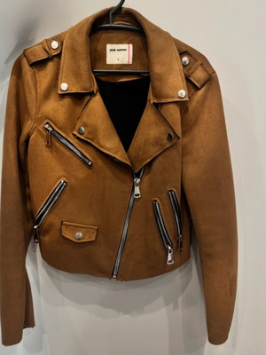 Pink Woman Biker Jacket like new, size L, brown-gold