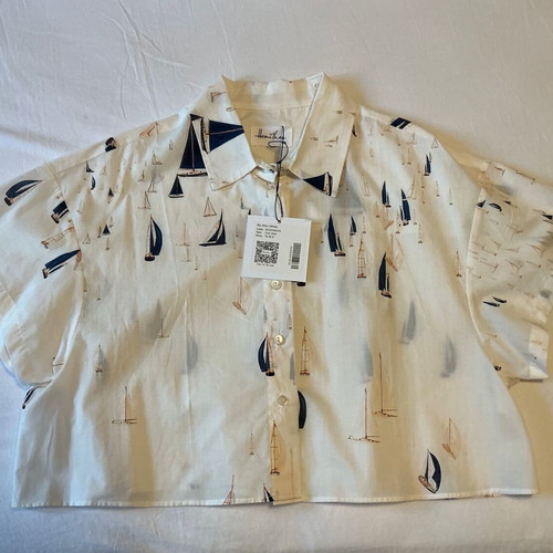 Hemithea Crop Shirt, One Size, white and blue, 100% cotton