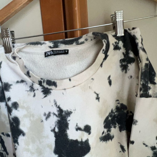 Zara set sweatpants and crop top like new, black and beige