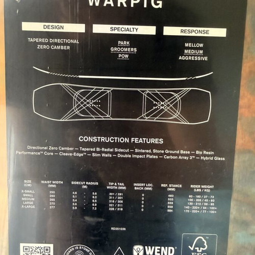 Ride Warpig Volume Shifted 154 Snowboard, brand new