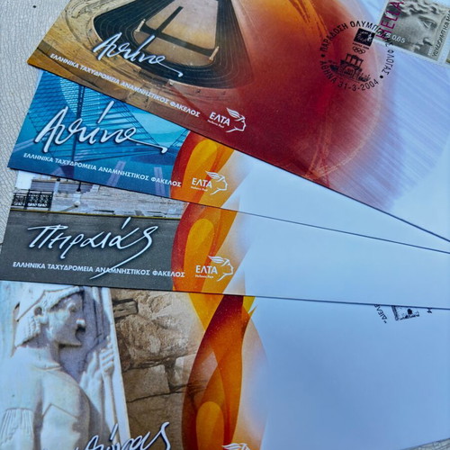 Pack of 4 First Day Covers from Athens, Piraeus, Marathon 2004