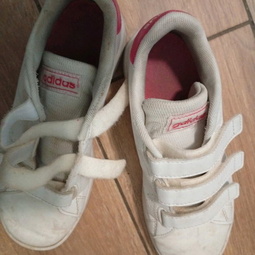Adidas kids shoes used, size 33, white athletic for girls