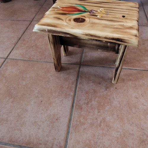 Handmade children's stool with painted wood, new