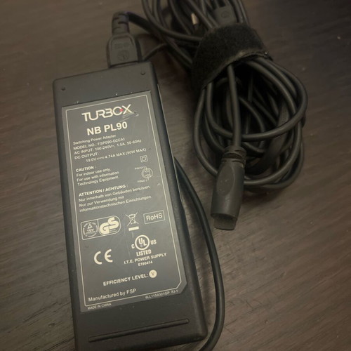 Turbo-X NB PL90 laptop power adapter used, 19V 4.74A 90W