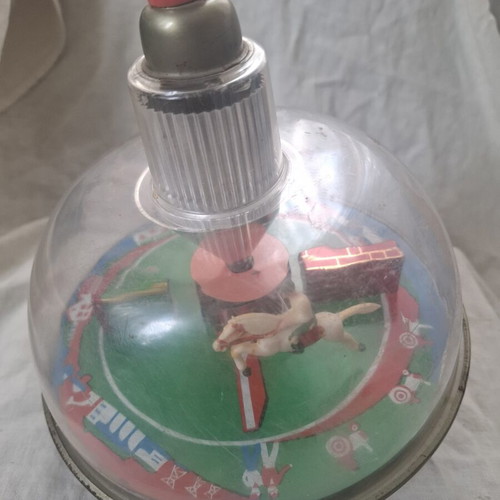 Retro metal spinning top "Jockey" USSR used collectible toy