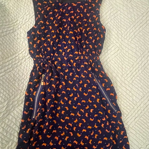 Vintage sleeveless mini dress like new with blue and orange prints