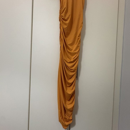 Zara midi dress with ruching, orange, size M