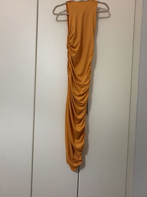 Zara midi dress with ruching, orange, size M