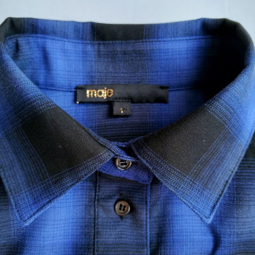 Maje blurred plaid shirt dress like new, size 1, blue black
