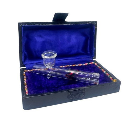 Glass smoking pipe 10.3 cm with bat design and storage box new