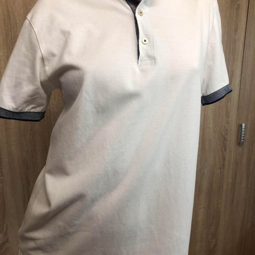 Inditex blouse, white and blue, size S