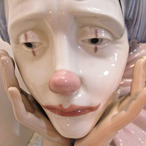 Lladro Sad Clown bust used, Spanish porcelain