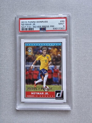 2015 Panini Donruss Neymar Jr Silver Press Proof Card PSA 9