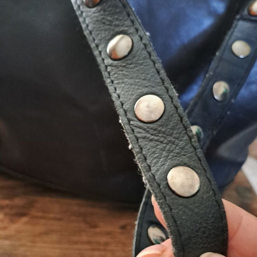Lanvin Paris shoulder bag like new, dark blue, 100% leather