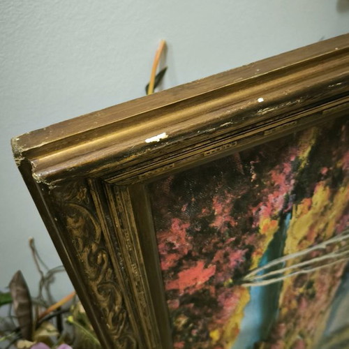 Oil painting 120x60 with wooden frame and frame damages