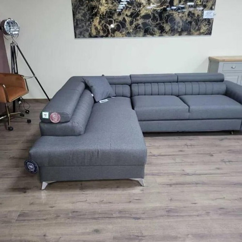 Gray fabric corner sofa with sleep function and storage new