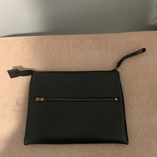 Clutch bag black with front zip pocket