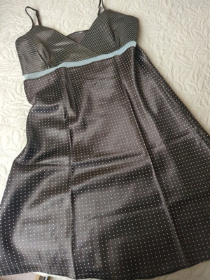 Women's satin nightdress and robe set like new, brown and white