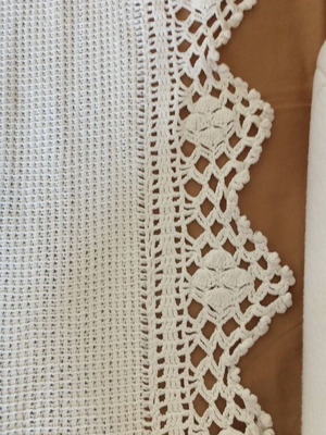 Handmade vintage cotton crochet blanket 180x130 cm