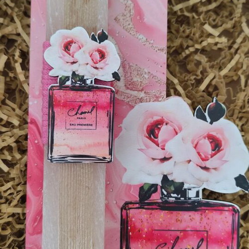 Chanel Scented Candle handmade with wooden back made to order
