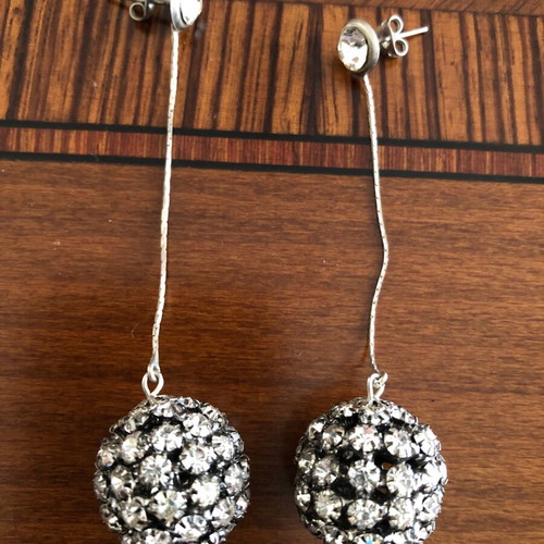 Earrings like new silver evening, about 8.5 cm